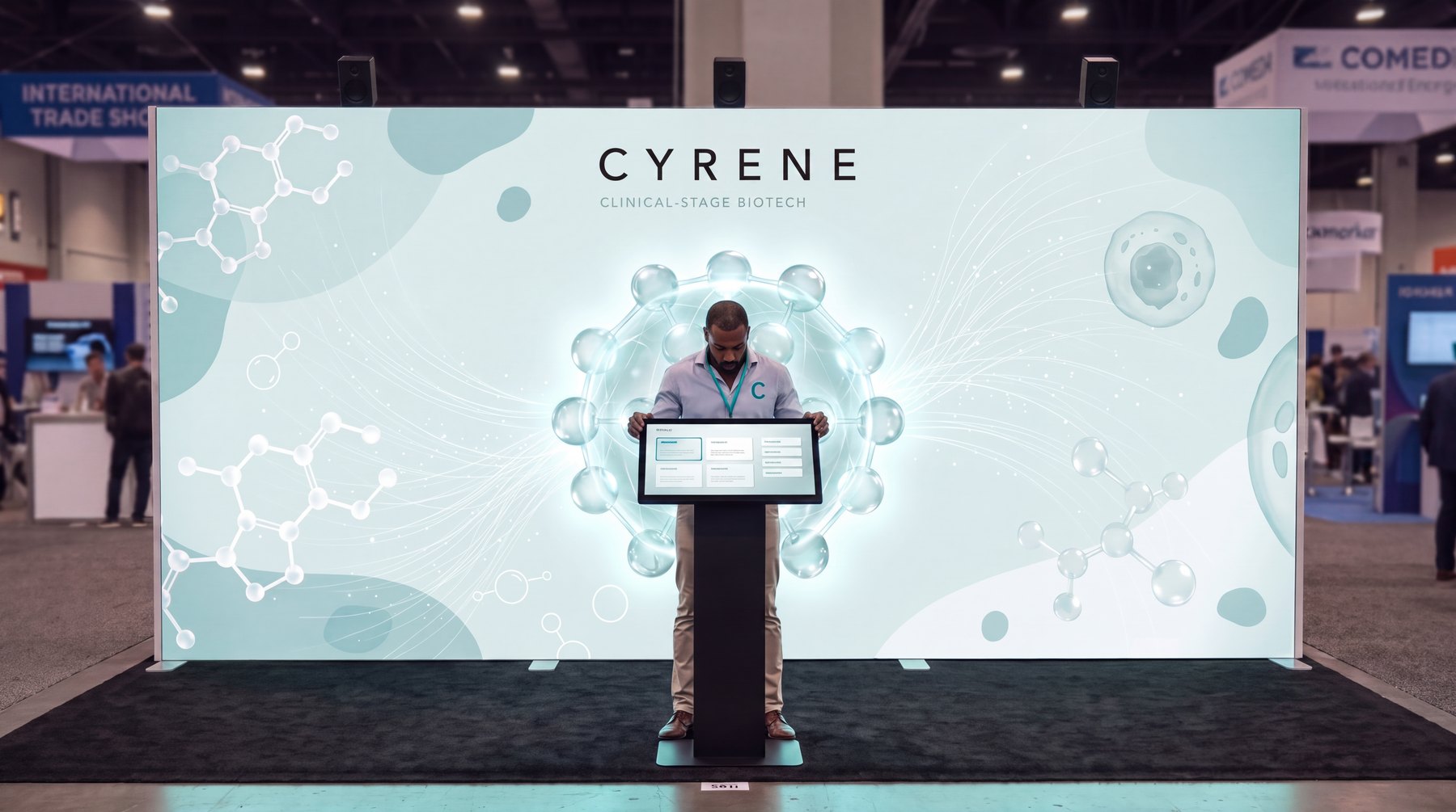 The same booth running a pharma brand